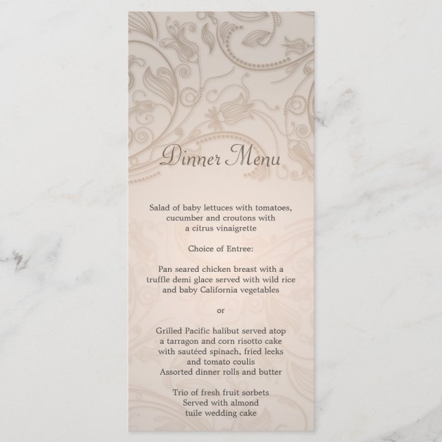 Menú Boda Taupe Flourish (Anverso)