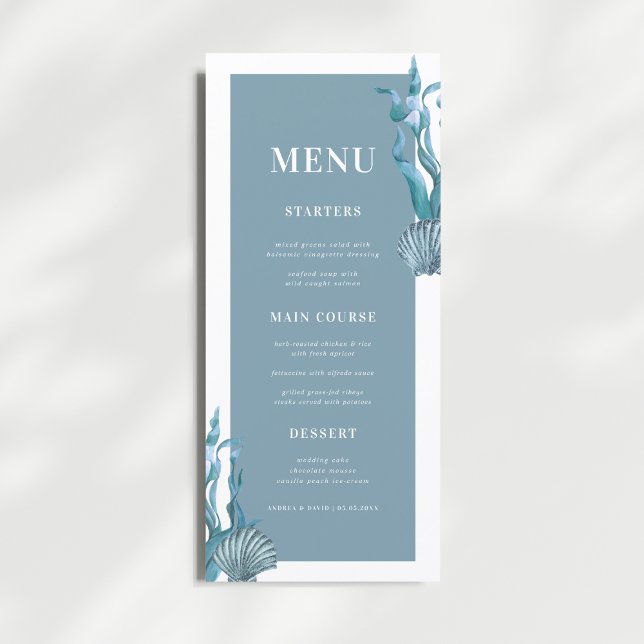 Menú Boda temático de la playa de la concha azul náutic (Subido por el creador)