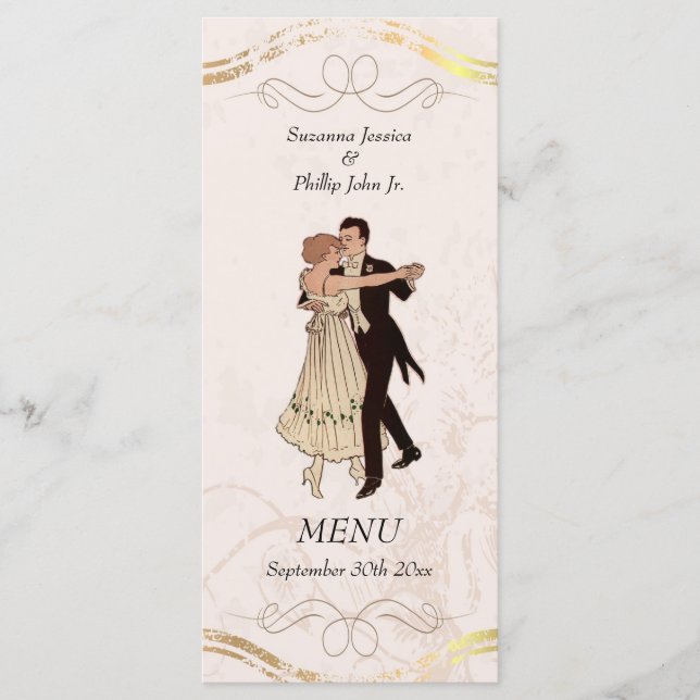 Menú Boda temático de los años 20 (Anverso)