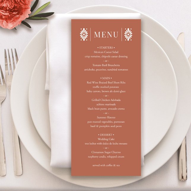 Menú Boda Terra Cotta mexicana (Mexican Terra Cotta Wedding Menu)