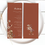 Menú Boda Terracotta Boho<br><div class="desc">Menú Boda Terracotta Boho. Este elegante y elegante menú de bodas cuenta con hermosas flores de acuarela pintadas a mano dispuestas como un bonito ramo perfecto para bodas de primavera,  verano o otoño. Encontrar elementos coincidentes en la colección de Bodas Terracotta Boho Wildflower.</div>