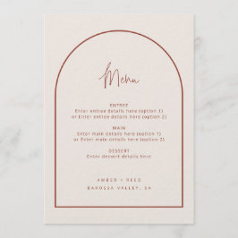 Menú Boda Terracotta con guión mínimo de arco mode
