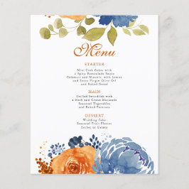 Menú Boda Terracotta Naranja Quemado Azul de la Ma