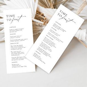 Menú Boda "Time to Festejos" moderno en blanco y n