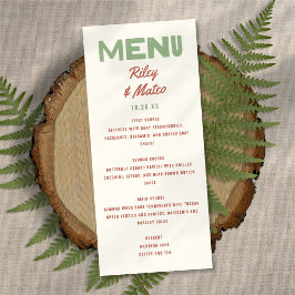 Menú Boda Tono Tierra Funky Negrita Tipo Moderno Retro