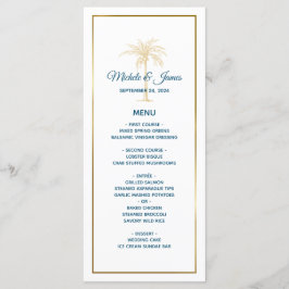 Menú Boda Tropical Blue Gold Palm Tree Beach