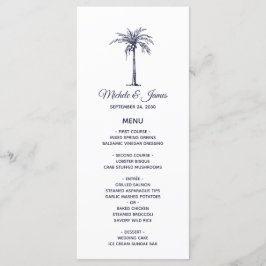 Menú Boda Tropical de Playa con Palma Azul Marino Moder