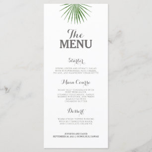 Menú Boda Tropical Ferro verde Minimalista plano