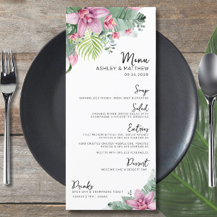Menú Boda Tropical Floral Acuarela
