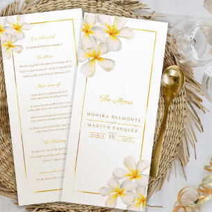 Menú boda tropical frangipano blanco