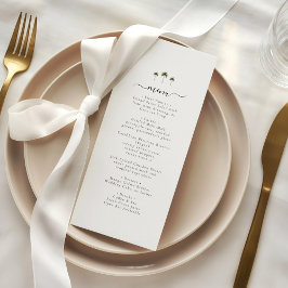Menú Boda Tropical Moderna con Letra Elegante de Palma