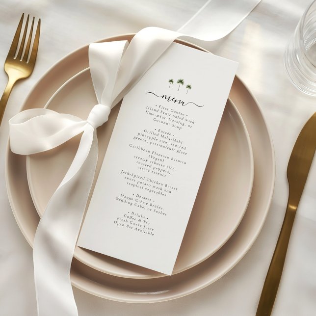 Menú Boda Tropical Moderna con Letra Elegante de Palma (Subido por el creador)
