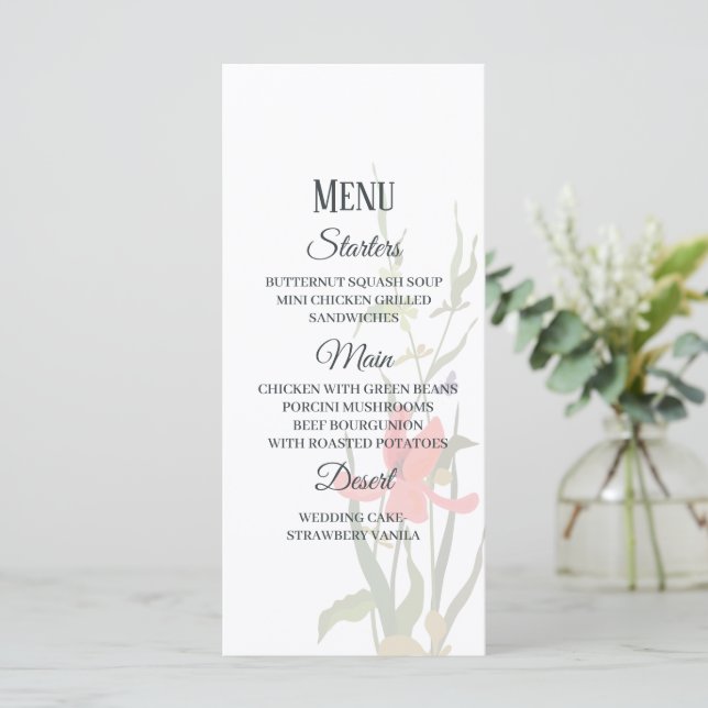 Menú Boda Tulip Floral de primavera floreciente (Anverso de pie)