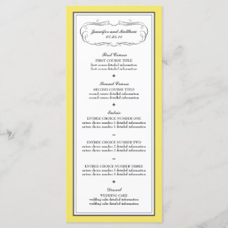 Menú Boda Tuxedo en amarillo y gris