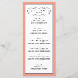 Menú Boda Tuxedo en Coral y Gris
