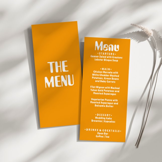 Menú Boda único retro amarillo brillante Groovy moderno (Subido por el creador)