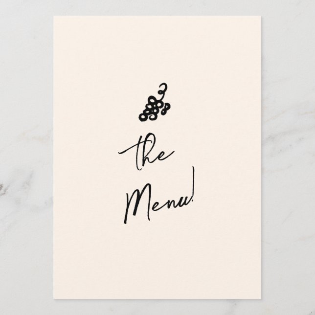 Menú Boda único retro quirky con escritura a mano dibuj (Reverso)