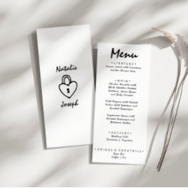 Menú Boda único retro quirky con escritura a mano dibuj