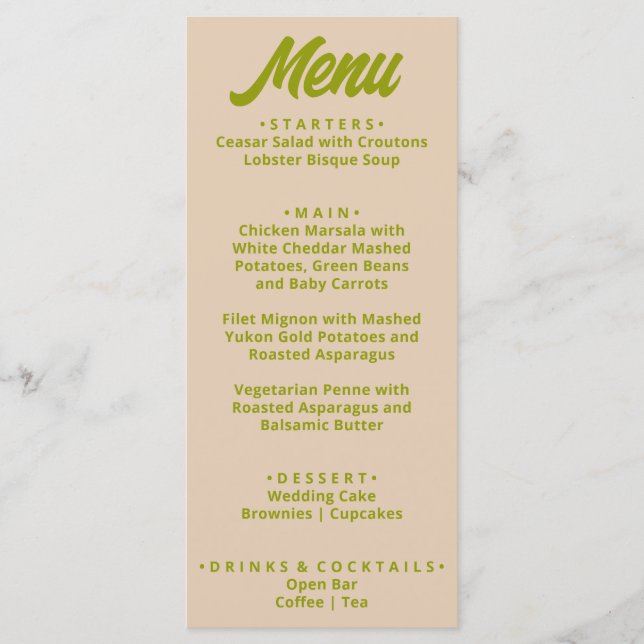 Menú Boda único y colorido moderno y divertido (Anverso)