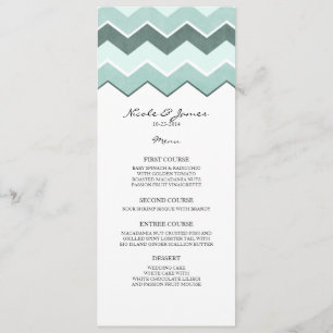 Menú Boda Verde azulado Blue Zig Zag