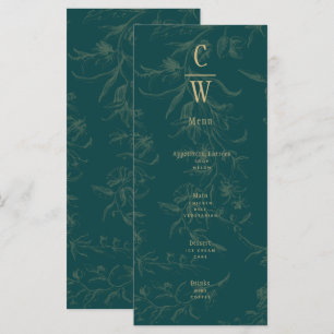 Menú Boda VERDE AZULADO BOTÁNICO Vintage