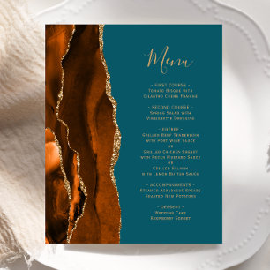 Menú Boda Verde azulado de Agate de Oro Naranja Qu