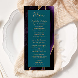 Menú Boda Verde azulado de la Agate de Oro Morado Moder
