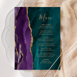 Menú Boda Verde azulado de Purple Gold Agate