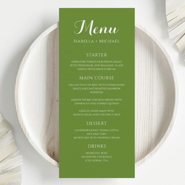 Menú Boda verde colorido (Subido por el creador)