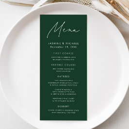 Menú Boda Verde con Letra Moderna