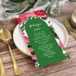 Menú Boda verde de color anemone arch<br><div class="desc">Diseño anémico acuarela con arco verde y texto blanco.</div>