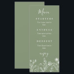 Menú Boda verde de flores silvestres de Boho<br><div class="desc">El menú del boda de flores silvestres verdes de Boho es sencillo.</div>
