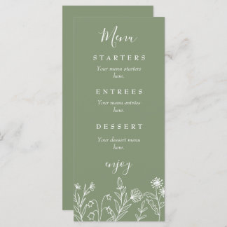 Menú Boda verde de flores silvestres de Boho