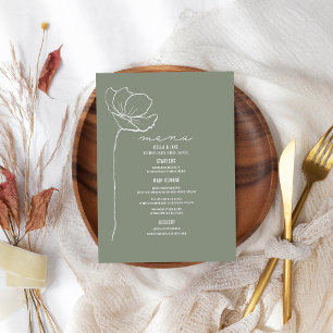 Menú Boda verde de la franja de flor de línea