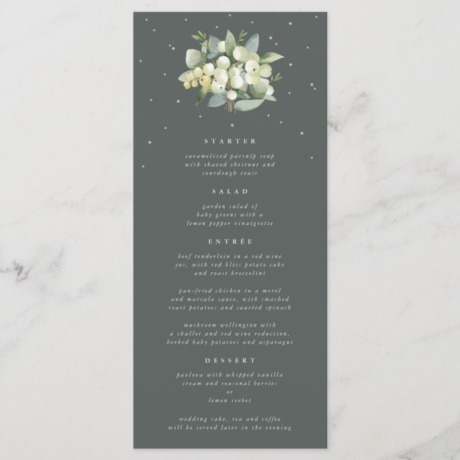 Menú Boda verde de nieve + eucalipto de 4 platos (Anverso)