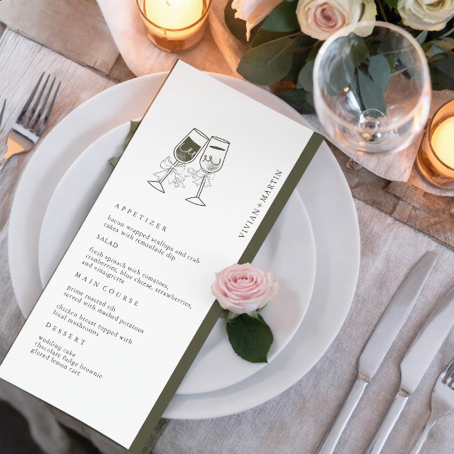 Menú Boda Verde Elegante de Madera de Olivo (Subido por el creador)