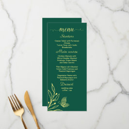Menú Boda verde esmeralda de oro romántico