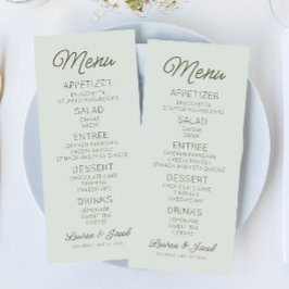 Menú Boda Verde Minimalista Moderna