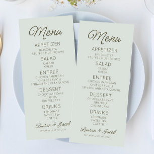 Menú Boda Verde Minimalista Moderna