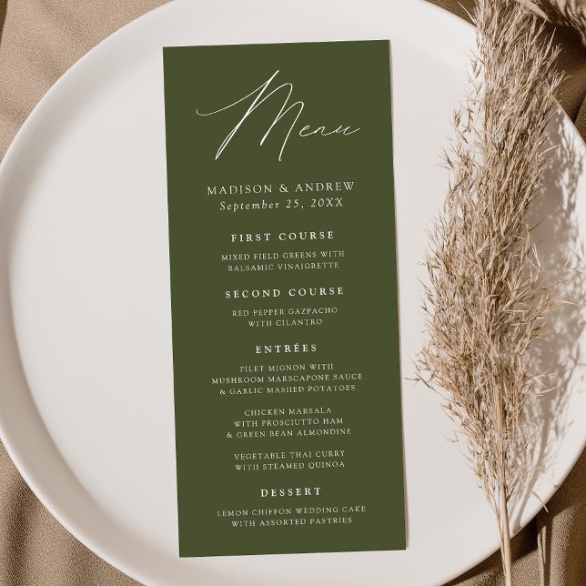Menú Boda verde oliva moderno y elegante (Subido por el creador)