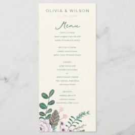 Menú Boda verde rosa de eucalipto floral