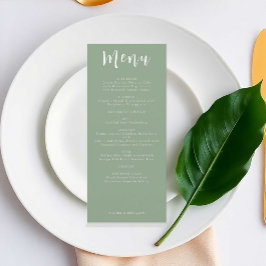 Menú Boda verde sabio Elegante Boho simple