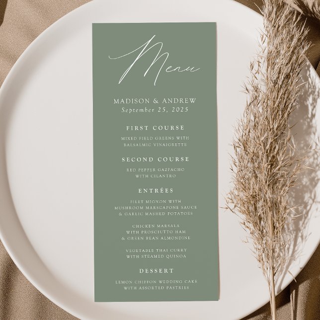 Menú Boda verde sabio moderno y elegante (Subido por el creador)
