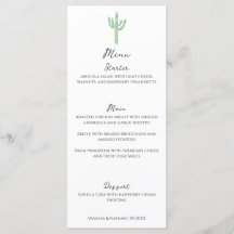 Menú Boda vertical Sage Green Saguaro Cactus
