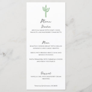 Menú Boda vertical Sage Green Saguaro Cactus
