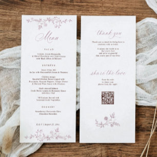 Menú Boda Victoriana de Rosa Polvorienta Floral Frances