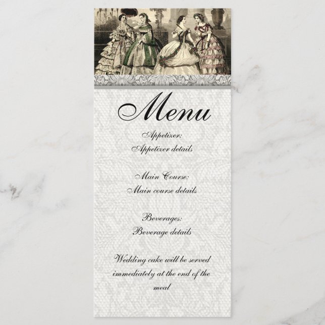 Menú Boda Vintage Antique Bride (Anverso)