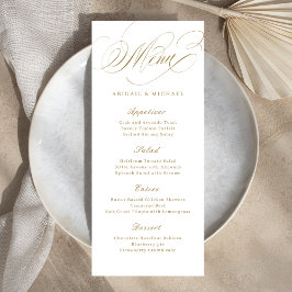 Menú Boda vintage clásica de caligrafía elegante de oro