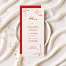 Menú Boda Vintage Cupido Querubín Rojo Dibujado a Mano