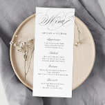 Menú Boda vintage elegante de caligrafía clásica<br><div class="desc">Diseño de caligrafía de menú clásico moderno en blanco y negro,  color y elegancia modificables. Excelentes cartas de boda para bodas antiguas,  boda tradicional y boda clásico formal. Vea todas las piezas a juego en la colección.</div>